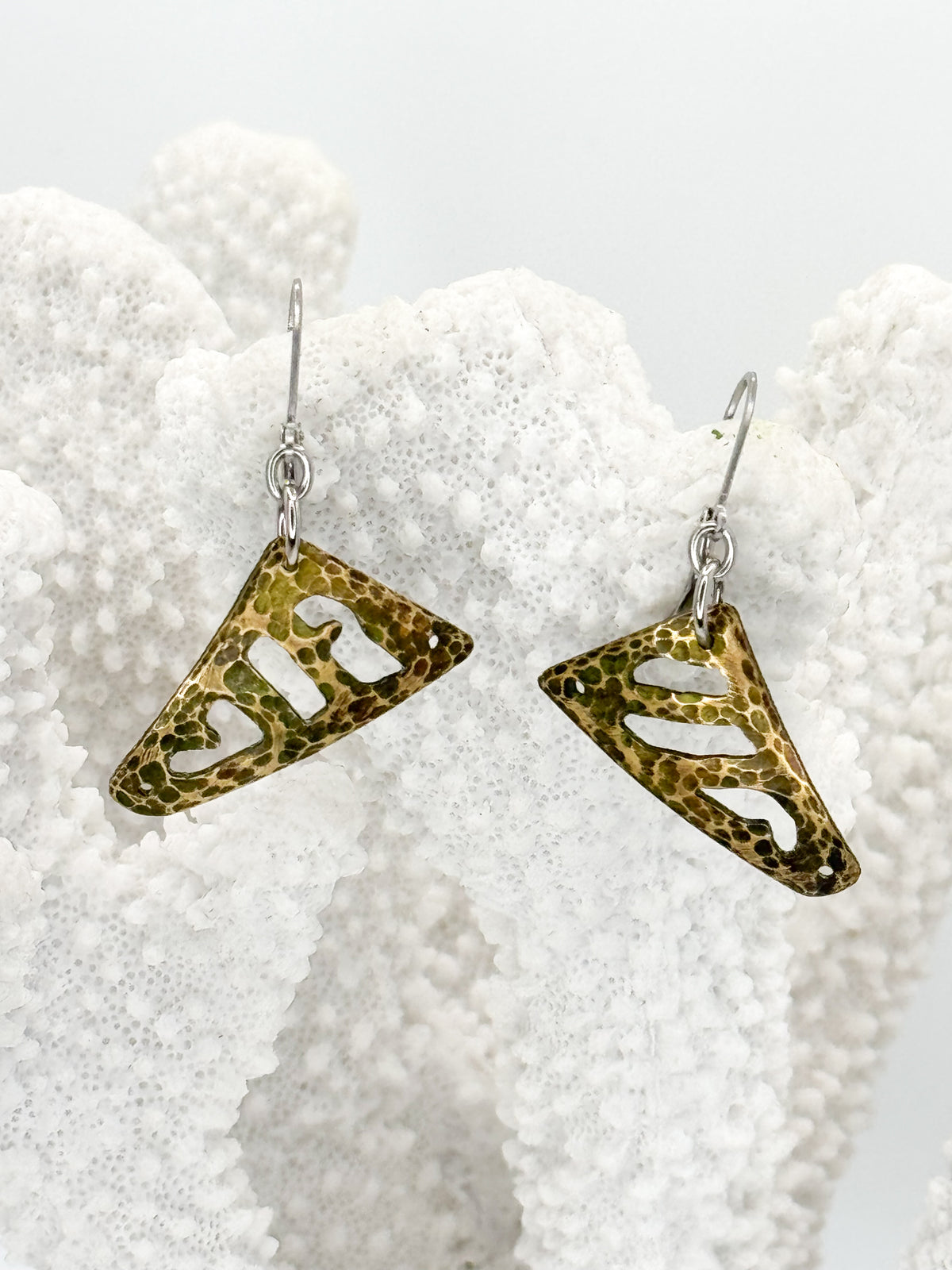 Egret Earrings in Brass