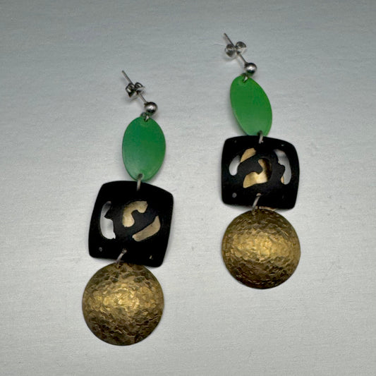 Triptych Earrings in Brass