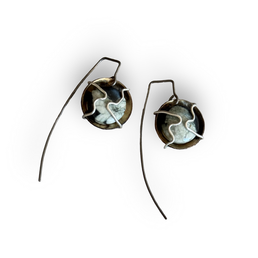 Sedna Earrings with Chinese Writing Stone