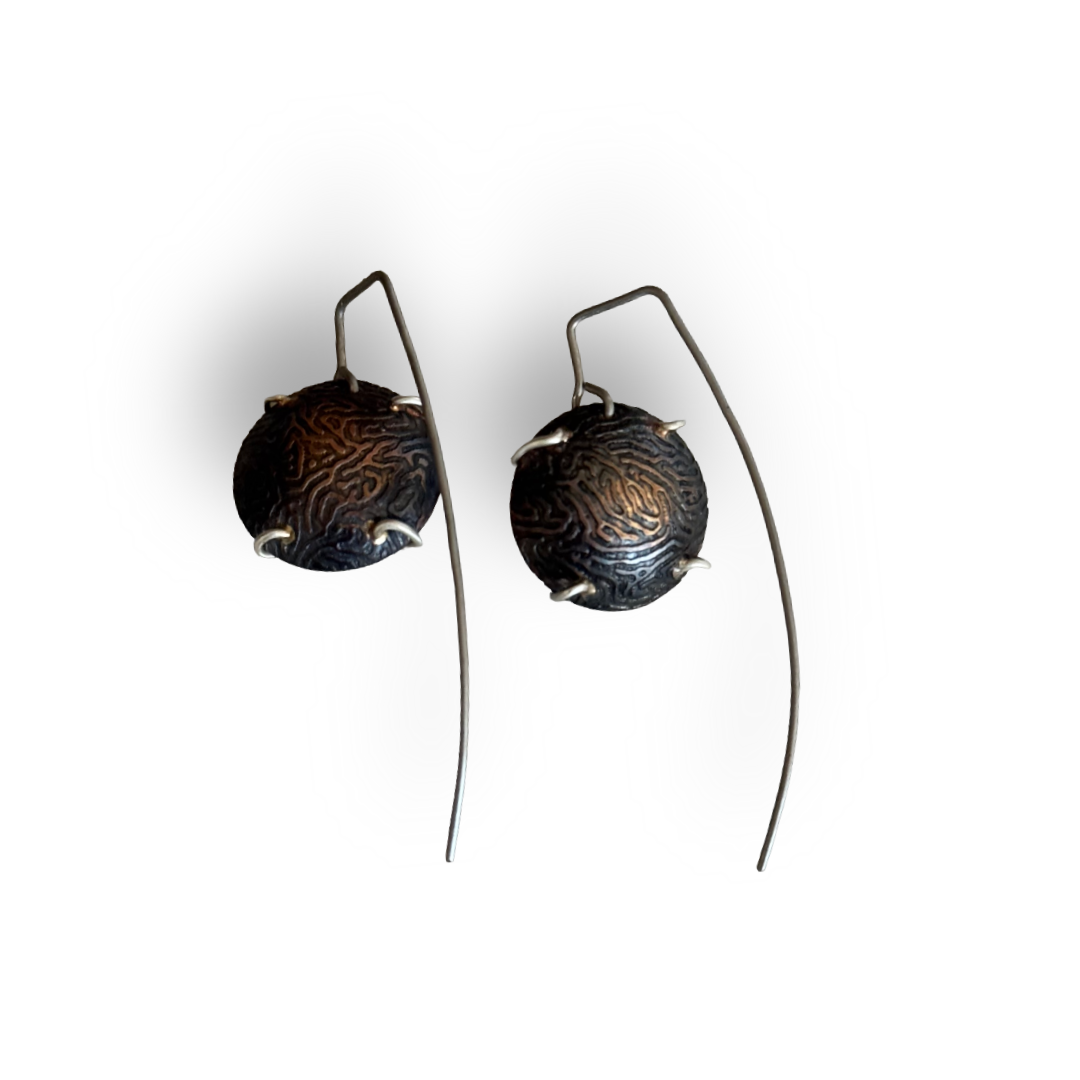 Sedna Earrings with Chinese Writing Stone